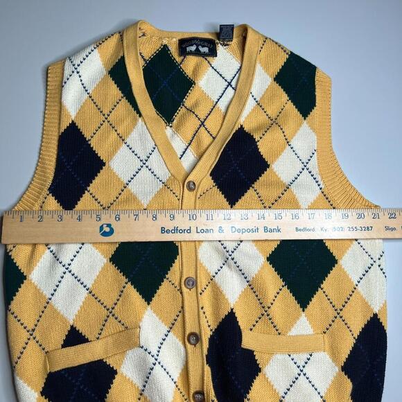 Woods & Gray Sweater Vest Men’s L Tartan Plaid VTG 90s Tennis V-Neck Golf Preppy - Picture 5 of 9
